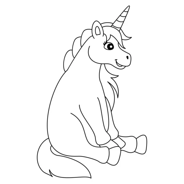 Página para colorear unicornio sentado aislado para niños — Archivo Imágenes Vectoriales