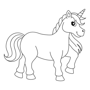  Tek boynuzlu at Gökkuşağı Renk Sayfasında Yürüyor