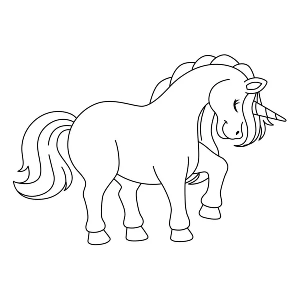 Unicorn In A Forest Coloring Page Isolated — Stock Vector