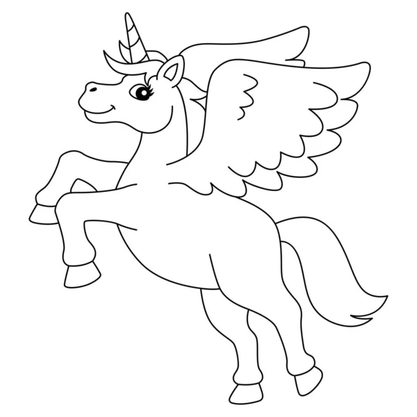 Página para colorear de unicornio volador aislado para niños — Archivo Imágenes Vectoriales