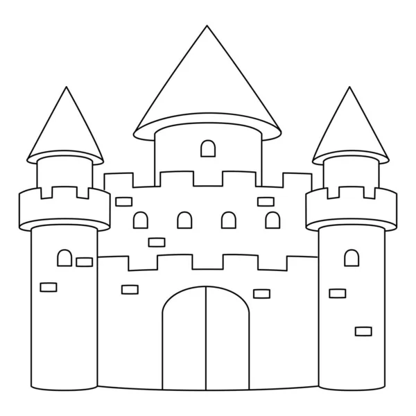 Página para colorear del castillo de Unicornio aislada para niños — Vector de stock