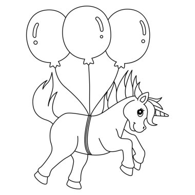 Tek boynuzlu at balonlarla yüzüyor. 