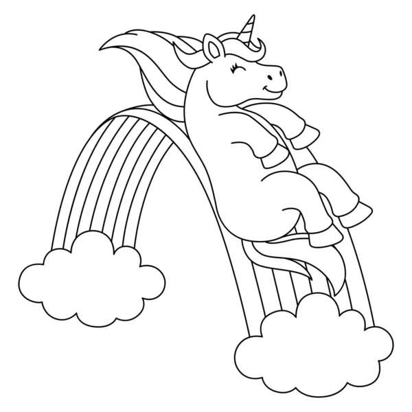 Tek boynuzlu at Gökkuşağının üstünden kayıp yalıtılmış