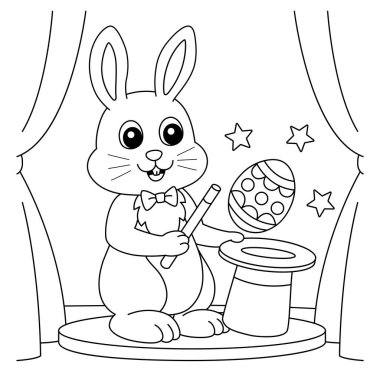 Eater Rabbit Magician Coloring Page for Kids vector Eater Rabbit Magician Coloring Page for Kids vector
