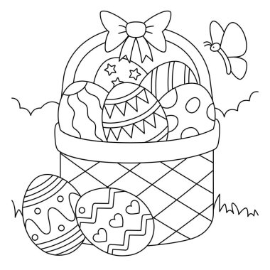 Easter Basket Coloring Page for Kids vector Easter Basket Coloring Page for Kids vector