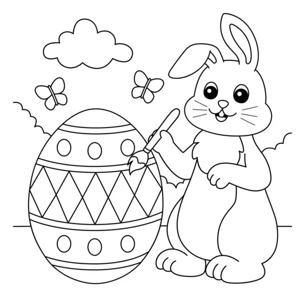 Rabiit pintura Easter Egg colorir página para crianças —  Vetores de Stock