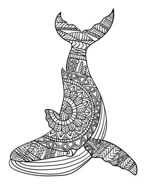 Yetişkinler için Mavi Balina Mandala Renklendirme Sayfaları