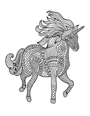 Yetişkinler için Unciorn Mandala Renklendirme Sayfaları