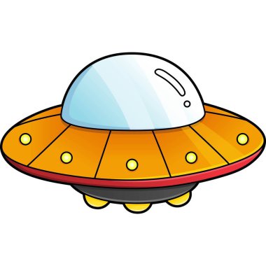 UFO Çizgi Filmi Renkli Clipart İllüstrasyonu