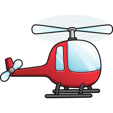 Helikopter Çizgi Filmi Clipart Renkli İllüstrasyon