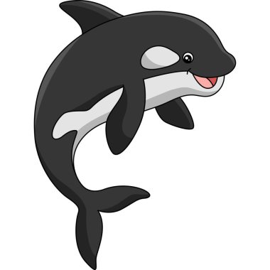 Katil Balina Çizgi Filmi Renkli Clipart İllüstrasyonu