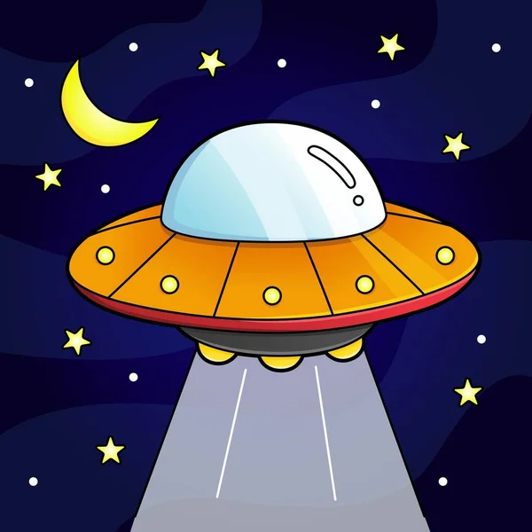 UFO Cartoon Gekleurd voertuig Illustratie — Stockvector