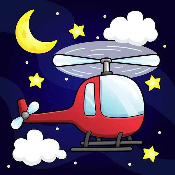 헬리콥터 카툰 컬러 차량 삽화 — 스톡 벡터