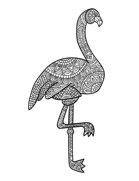 Страницы раскраски Flamingo Mandala для взрослых — стоковый вектор