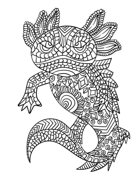 Axolotl Mandala kolorowanki dla dorosłych — Wektor stockowy