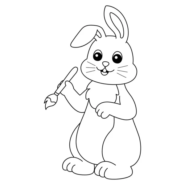 Rabbit Painting Isolated Coloring Page for Kids — Stock Vector