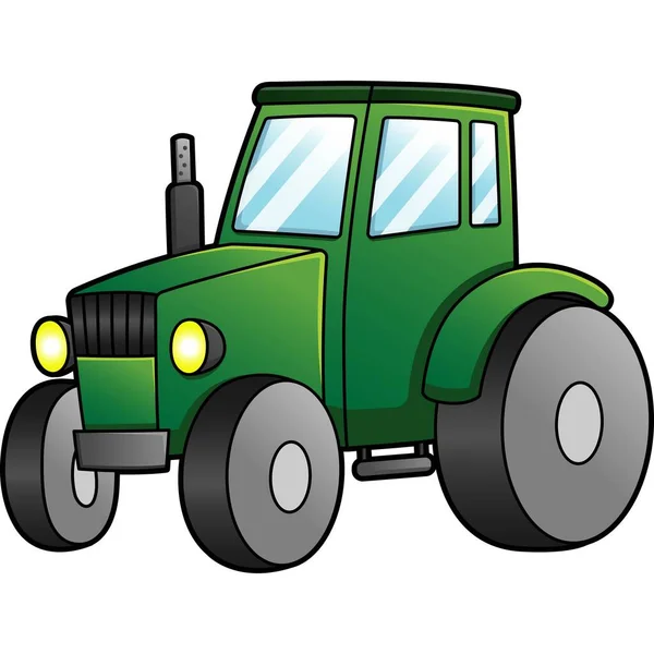 Traktor tecknad Clipart färgad Illustration — Stock vektor