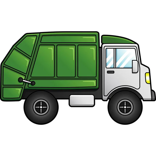 Illustrazione colorata del cliente del fumetto del camion della spazzatura — Vettoriale Stock