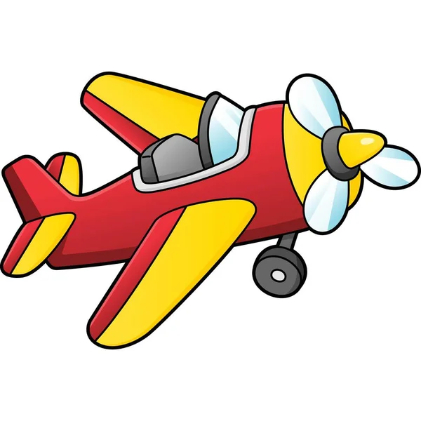 Propeller Plane Cartoon Clipart Illustration — 스톡 벡터