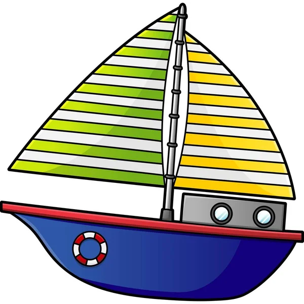 Voilier Cartoon Clipart Illustration colorée — Image vectorielle