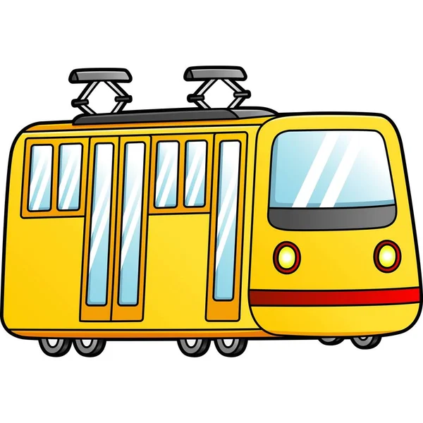 Tram Cartoon Clipart Colored Illustration — Stock Vector