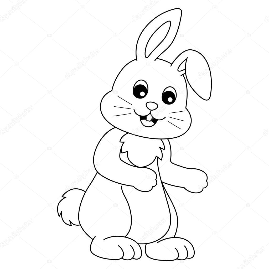Easter Rabbit Isolated Coloring Page For Kids