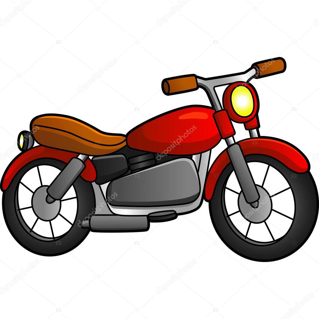 Motorcycle Cartoon Clipart Colored Illustration