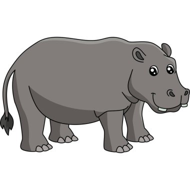 Hippo Çizgi Filmi Renkli Clipart İllüstrasyonu