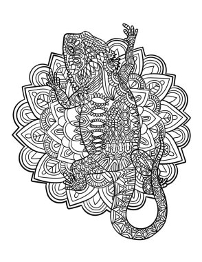Yetişkinler için Sakallı Ejder Mandala Renklendirme Sayfaları
