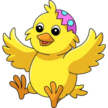 Chick Pop Out In Easter Egg Cartoon Illustration vector Chick Pop Out In Easter Egg Cartoon Illustration vector