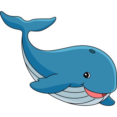  Balina Çizgi Filmi Renkli Clipart İllüstrasyonu