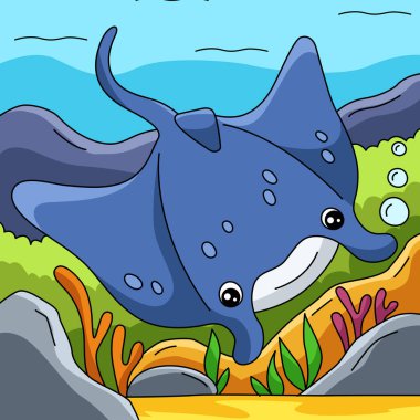 Manta Ray Çizgi Filmi Renkli Çizim