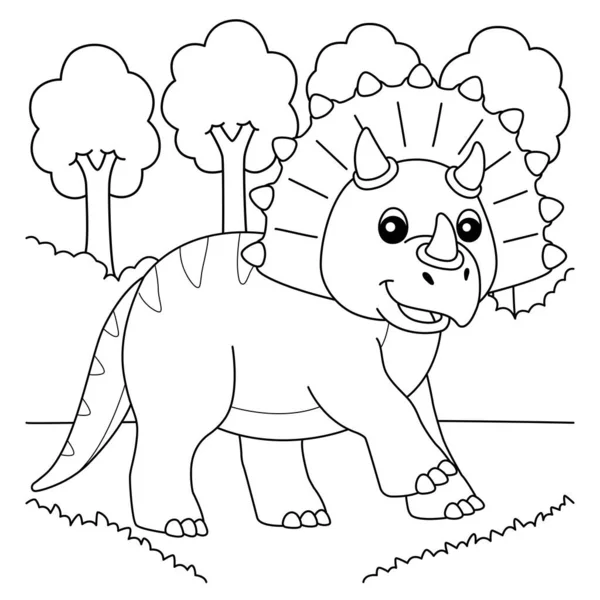Triceratops Disegno da Colorare per Bambini — Vettoriale Stock