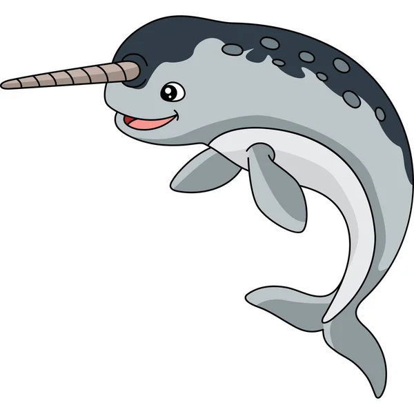 Narwhal Cartoon Colored Clipart Illustration — Stock Vector