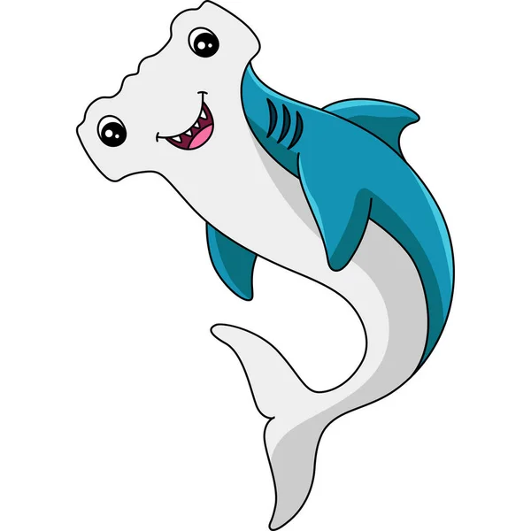 Hammerhead Cartoon Colored Clipart Illustration — Stockový vektor