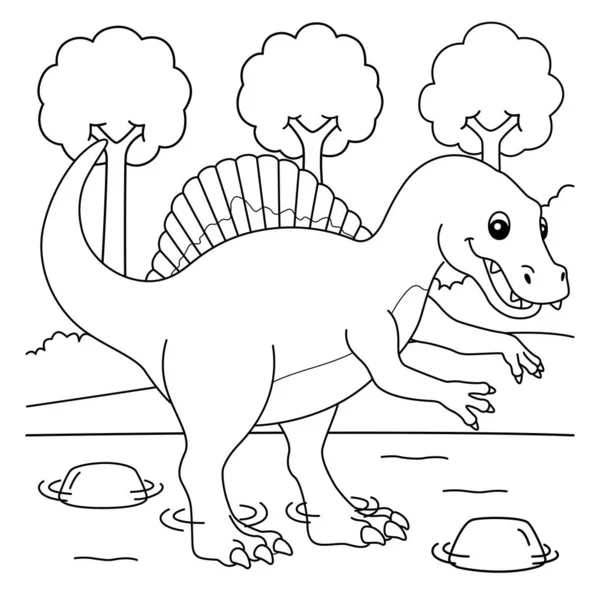 Página para colorear Spinosaurus para niños — Vector de stock