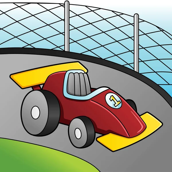 Illustration de véhicule coloré de bande dessinée de voiture de course — Image vectorielle