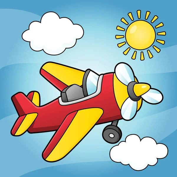 Propeller Plane Cartoon Vehicle Illustration — Stockvektor