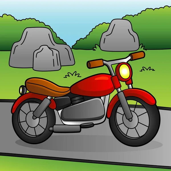 Motorfiets Cartoon Gekleurd voertuig Illustratie — Stockvector