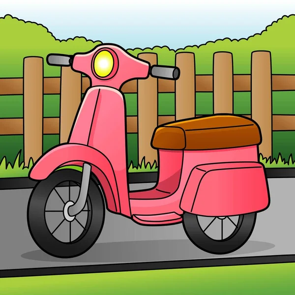 Scooter Cartoon barevné vozidlo ilustrace — Stockový vektor