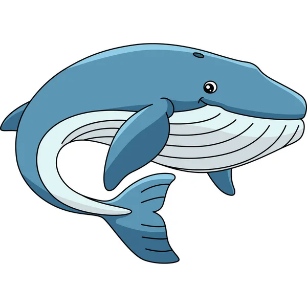 Ilustración de dibujos animados de ballena azul Clipart coloreado — Vector de stock