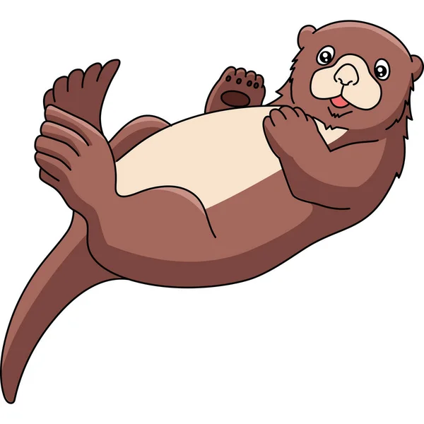 Sea Otter Cartoon Clipart Illustration — 스톡 벡터