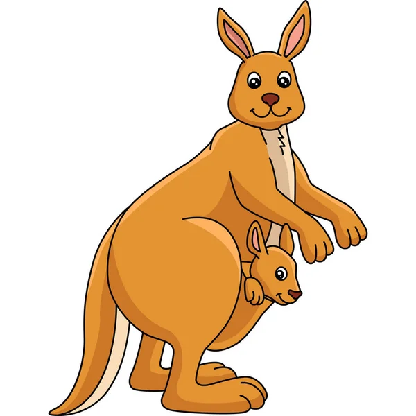 Illustration de Clipart de couleur dessin animé Kangourou — Image vectorielle