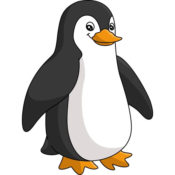 Tecknad pingvin färgad Clipart Illustration — Stock vektor