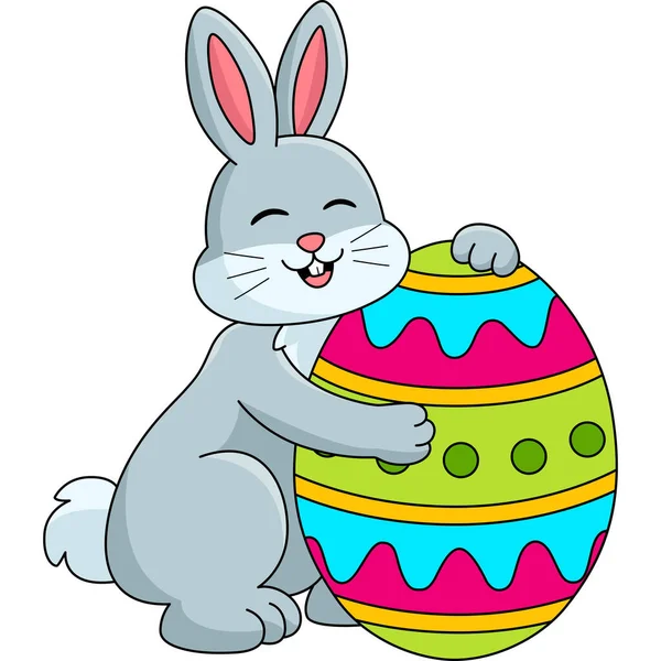 Câlin de lapin Oeuf de Pâques Illustration de dessin animé — Image vectorielle