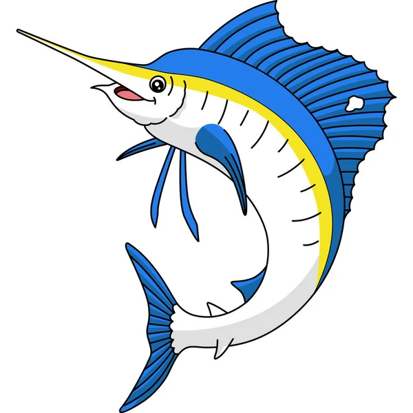 Vela peces dibujos animados Clipart Ilustración — Archivo Imágenes Vectoriales