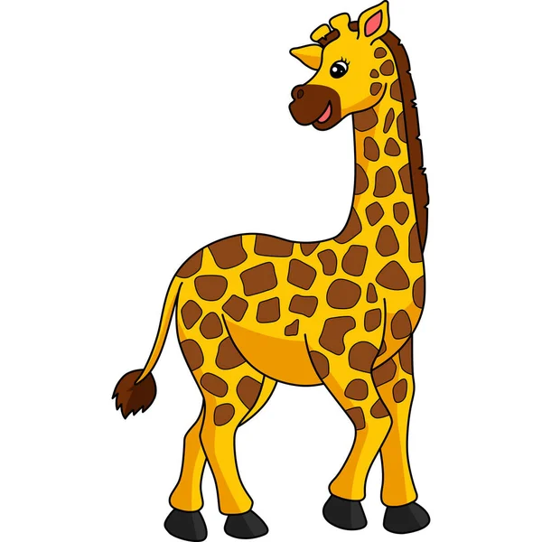 Giraffe Cartoon Gekleurde Clipart Illustratie — Stockvector