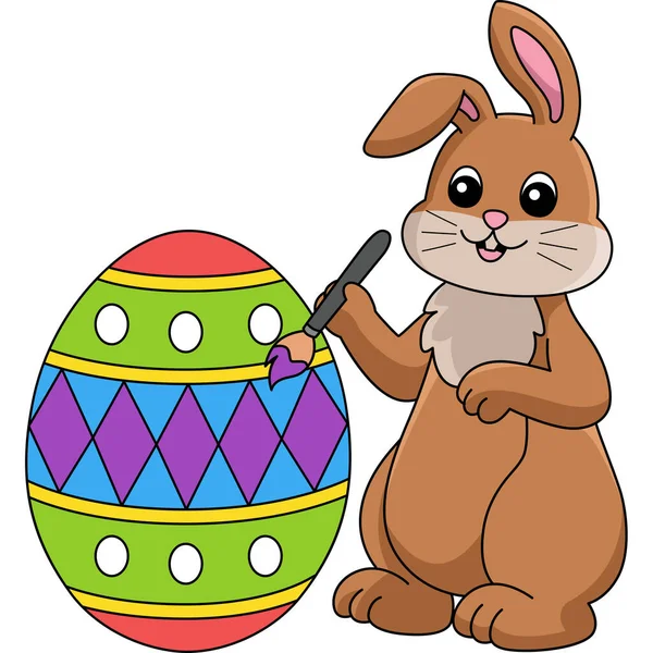 Pintura de coelho Easter Egg Cartoon Illustration — Vetor de Stock