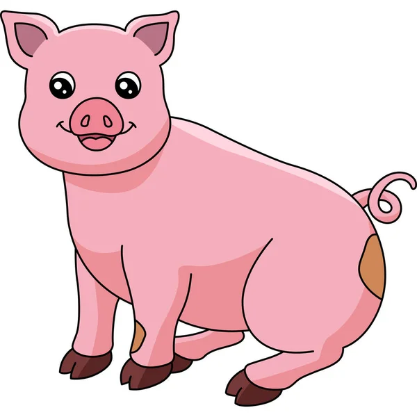 Pig Cartoon Farbige Clipart Illustration — Stockvektor
