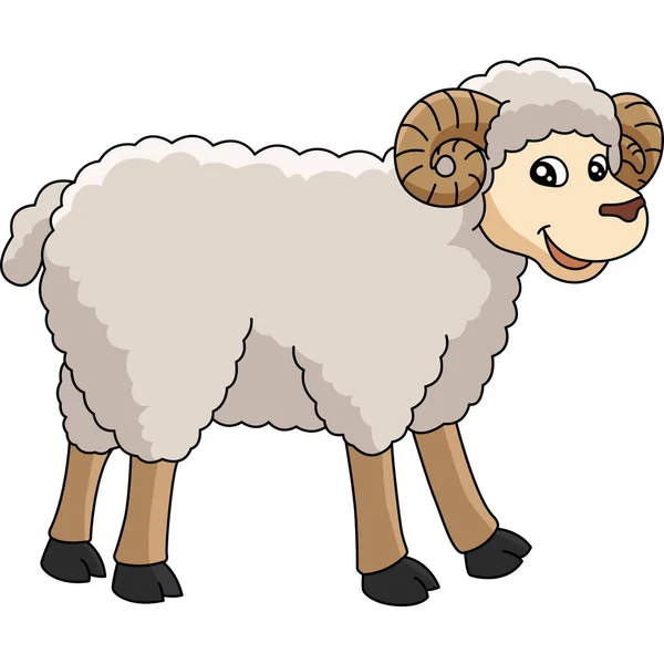 羊の漫画カラークリップイラスト — ストックベクタ